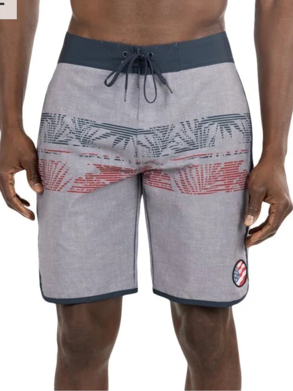 Travis Mathew Boardshorts Size 36 Cutting Corners Navy Blue Gray Red Swim NWOT